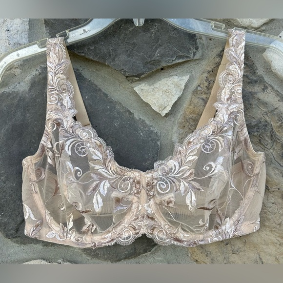 Soma Sensuous Lace Unlined Underwire Bra 36D Nude Lace Sheer Push Up Underwire - Picture 2 of 5